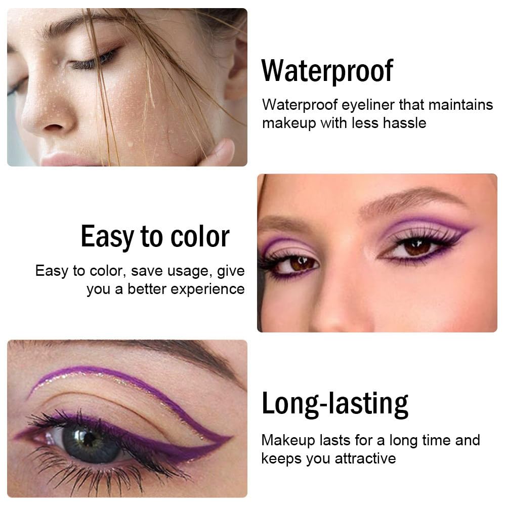 evpct 3Pcs Grape Purple & Violet & Wine Red Gel Glitter Eyeliner Pencils Set for Women Waterproof Smudge Proof lapiz de ojos delineador de ojos contra el agua Eye Liner Makeup 05 13 18