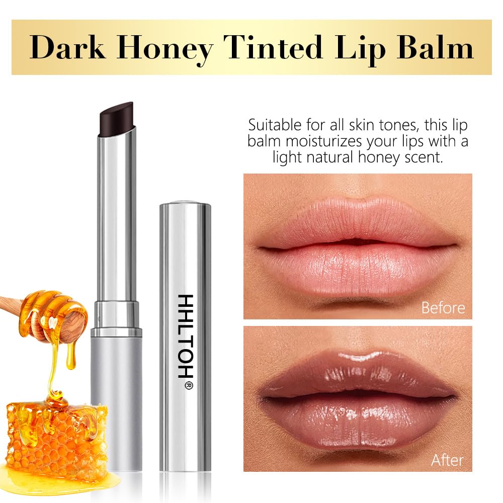 2PCS Honey Tinted Lips Balm Lipstick – Sheer Hydrating Lip Balm for Women All Skin Tones – Moisturizing Nourishing Lip Balm with Natural Black Cherry Tint – Bálsamo Labial Hidratante con Color