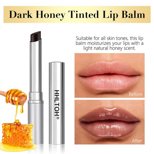 2PCS Honey Tinted Lips Balm Lipstick – Sheer Hydrating Lip Balm for Women All Skin Tones – Moisturizing Nourishing Lip Balm with Natural Black Cherry Tint – Bálsamo Labial Hidratante con Color