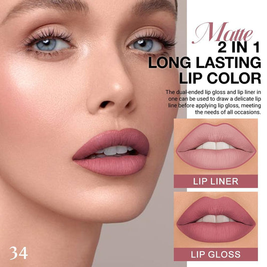 evpct 1Pcs Mauve Matte Lip Liner Stain Liquid Lipstick Makeup Set for Women, Mauve Lip Stick Liner Combo Long Lasting Waterproof Lipsticks labiales matte mate larga duracion Long Wear 24 hour Lipstick