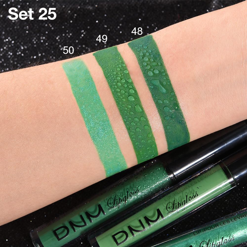 evpct 3Pcs Dark Pale Teal Forest Emerald Green Matte Glitter Shimmer Shiny Liquid Lipstick Lip Stain Sets for Women Matte+Lipstick Long Lasting Waterproof 24 hr Magic Lipstick 24 Hours original