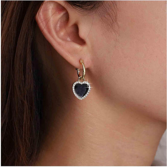 Vintage Crystal Heart Drop Earrings Black Heart Onyx Earrings Black Heart Hoop Huggie Earrings Gold Cz Love Heart Earrings Jewelry for Women