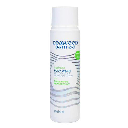 Seaweed Bath Co. Hydrate Body Wash, Eucalyptus Peppermint Scent, 12 Ounce, Shower Gel for Men & Women, Vegan, Paraben Free, Sulfate Free, Cruelty Free
