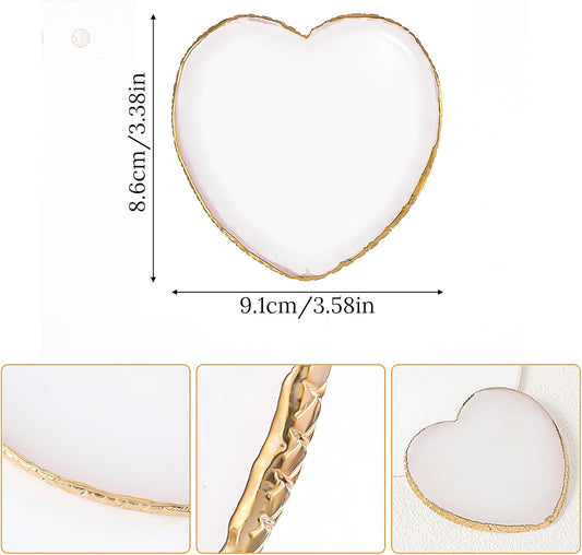 Resin Nail Art Palette, Makeup Palettes Nail Mixing Palette Polish Color Mixing Plate Golden Edge Heart Shaped Nail Art Display Holder Display Board Heart Shape Cosmetic Mixing Tools
