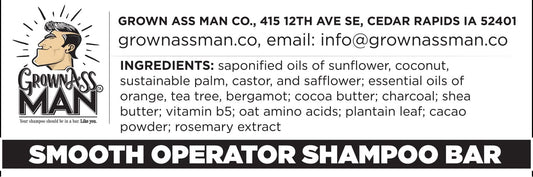 Solid Shampoo Bar Rich Lather 3 in 1: Hair, Beard & Body Wash - Plastic Free & Eco-Friendly, Natural & Organic Clean for All Hair Types, 4oz Bar (Smooth Operator, Single)