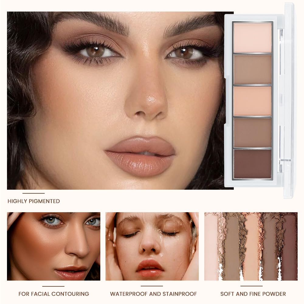 AMY'S DIARY Neutral Nude Brown Eyeshadow Palette Makeup, 5 Colors Cool-Toned Velvety Matte Finish, Nude Taupe Eye Shadows, for Brown Eyes Long Lasting Naturing-Looking (#01)