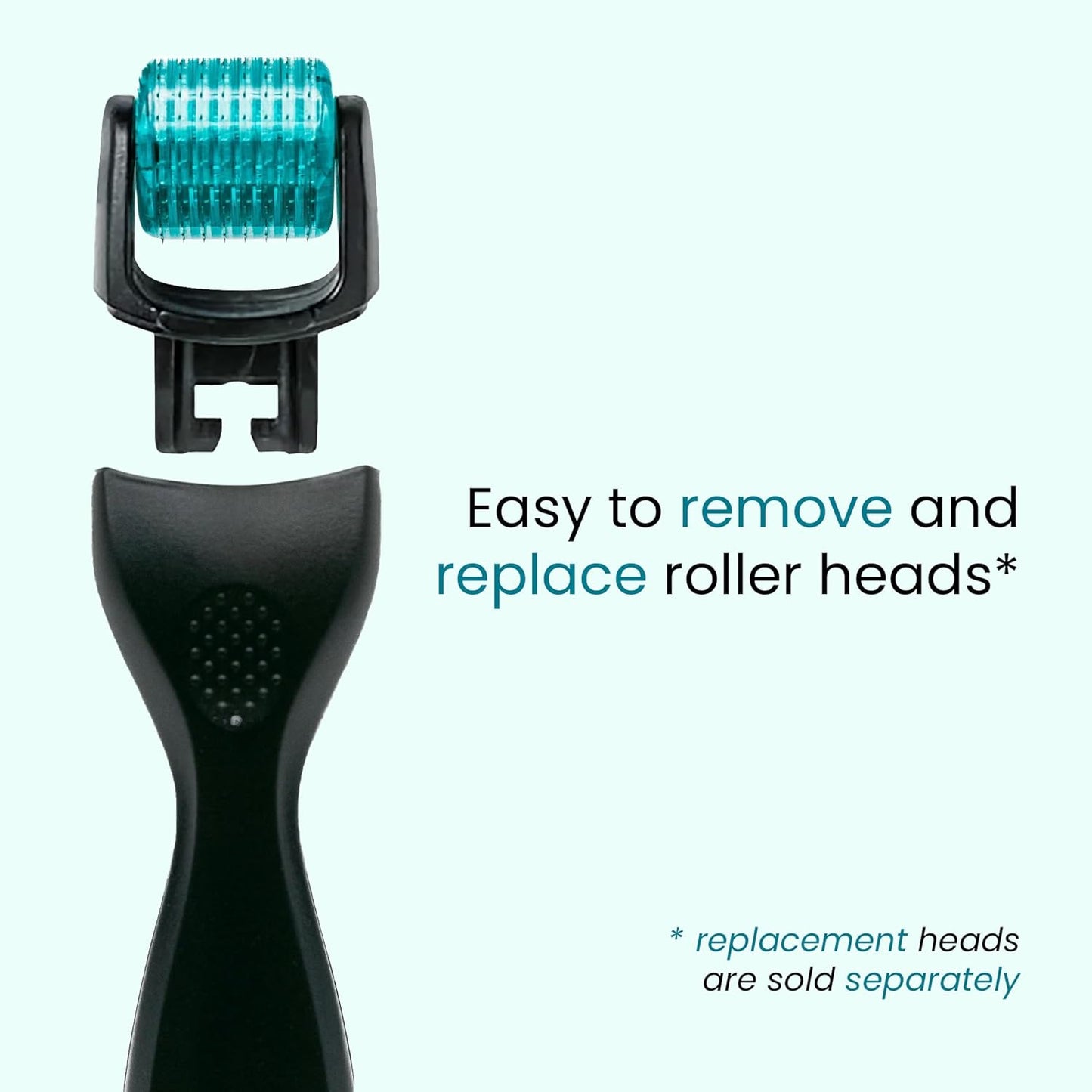 Gin Amber Beauty Derma Roller with Replaceable Head Design – 192 Real individual needles, Micro Needling Roller for Face, Beard, and Scalp Care, 0.25mm Face Roller