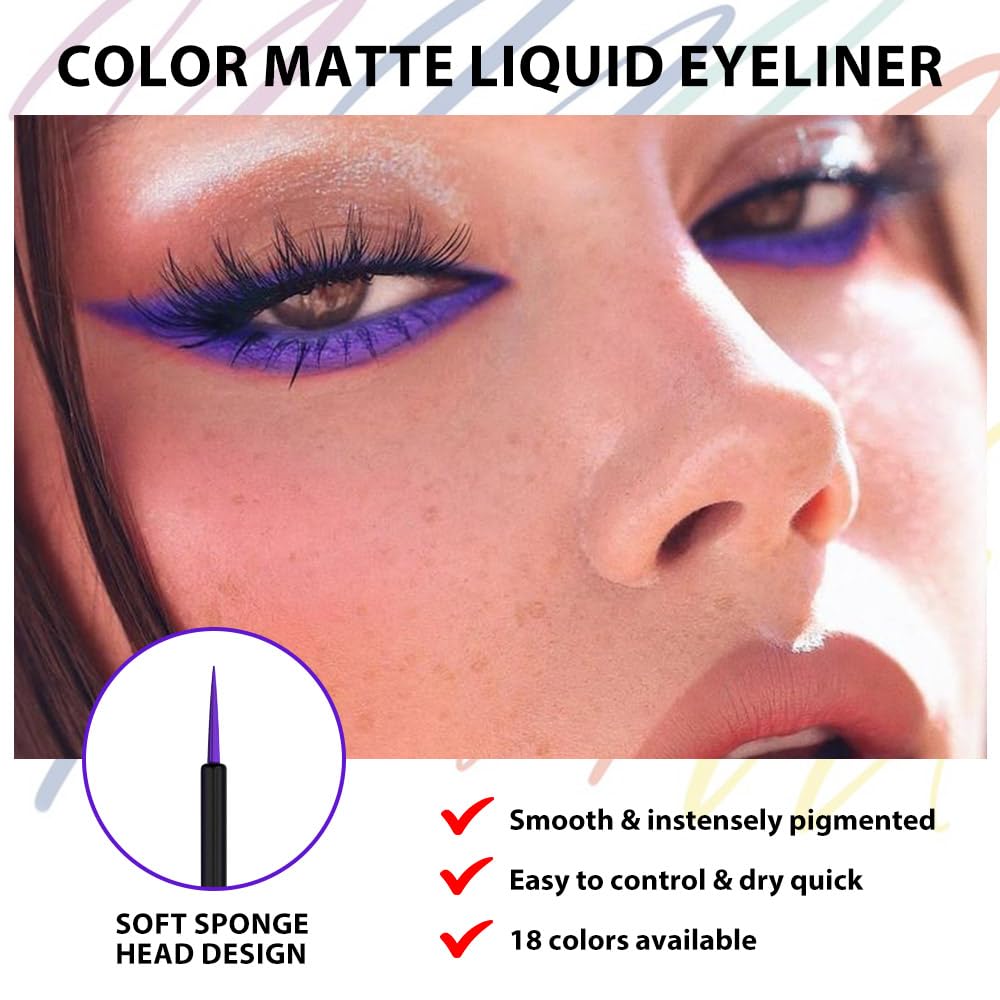 evpct 1Pcs Blue Violet Liquid Eyeliner Waterproof Blue Voilet Eye Liners for Women, Eyes Wing Stamps Shapes Colored Eyeliner delineador de ojos a prueba de agua contra el agua blanco para ojos