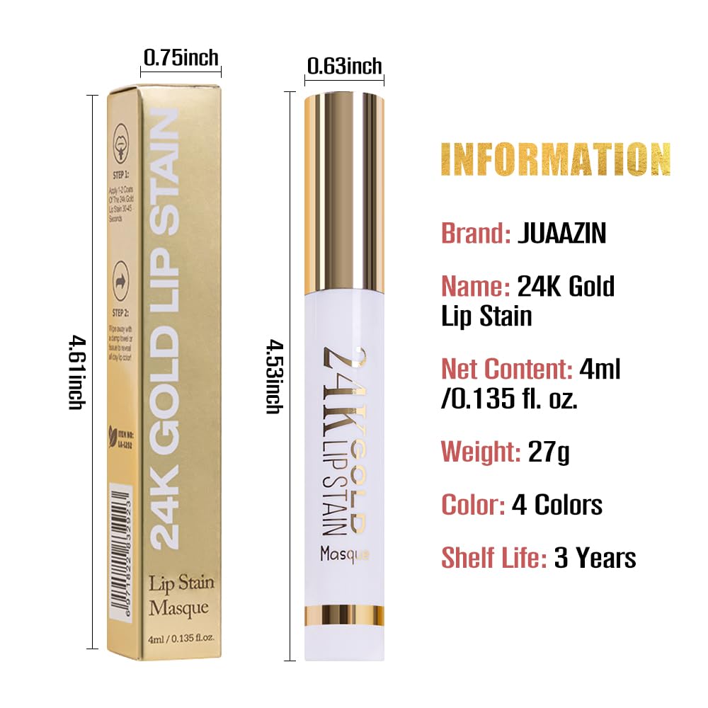 2025 New 24K Gold Liquid Lip Gloss Peel Off Lip Stain Tattoo with Tweezer, Ruby Red Lips Stain Peel Off Masque, Long Lasting Waterproof Lip Tint Stain, Transfer-proof for All Skin Types 03#