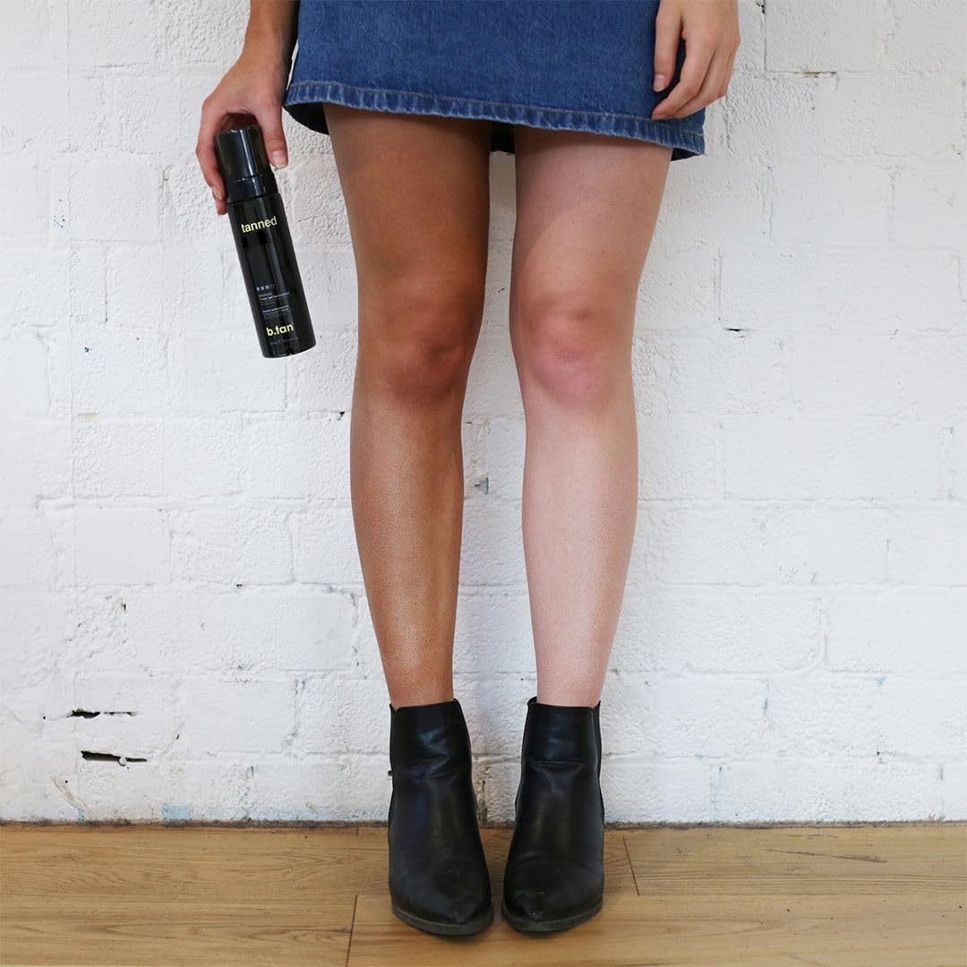 b.tan Dark Self Tanner Kit | Get Tanned Bundle - Self Tanner Mousse w/Tanning Mitt Applicator, 1 Hour Sunless Tanner, Fast Glow, No Fake Tan Smell, Vegan, Cruelty Free, 6.7 Fl Oz