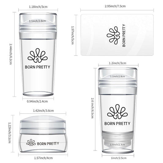 Born Pretty French Tip Nail Stamp, 6PCS Art Stamper With Scrapers, Silicone Stamping Long & Short Jelly Stamper Kit for French Manicure Home DIY Art Salon