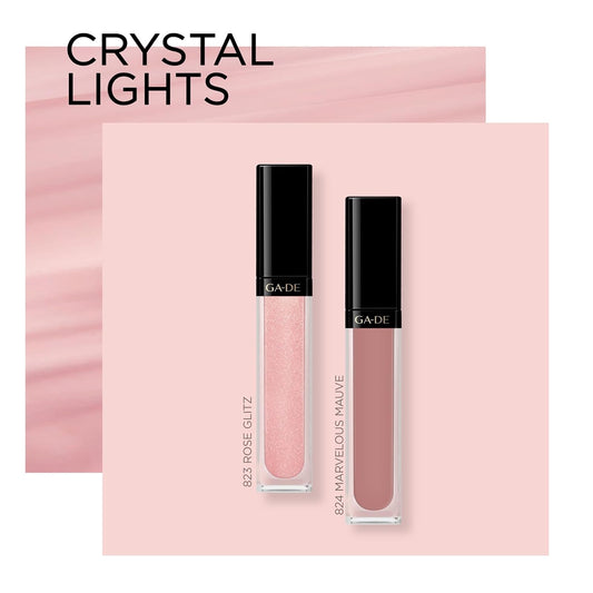 GA-DE Crystal Lights Lip Gloss, 824 - Enriched with Light-Reflecting Crystal Pearls - Smooth Silky, Rich Color - Moisturizes and Adds Shine - 0.2 oz