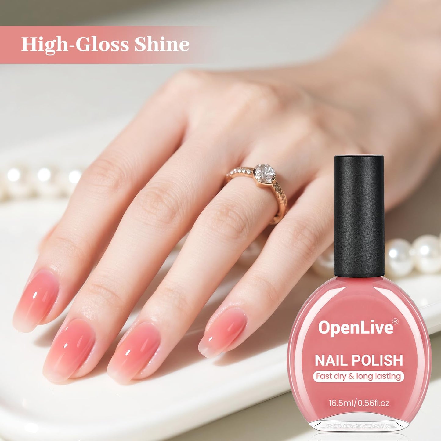 16.5ml Jelly Pink Nail Polish Large Volume Quick Dry Nail Polish, Long Lasting Shine, Fingernail Toenail Nail Art DIY Home Travel Nail Art Gift