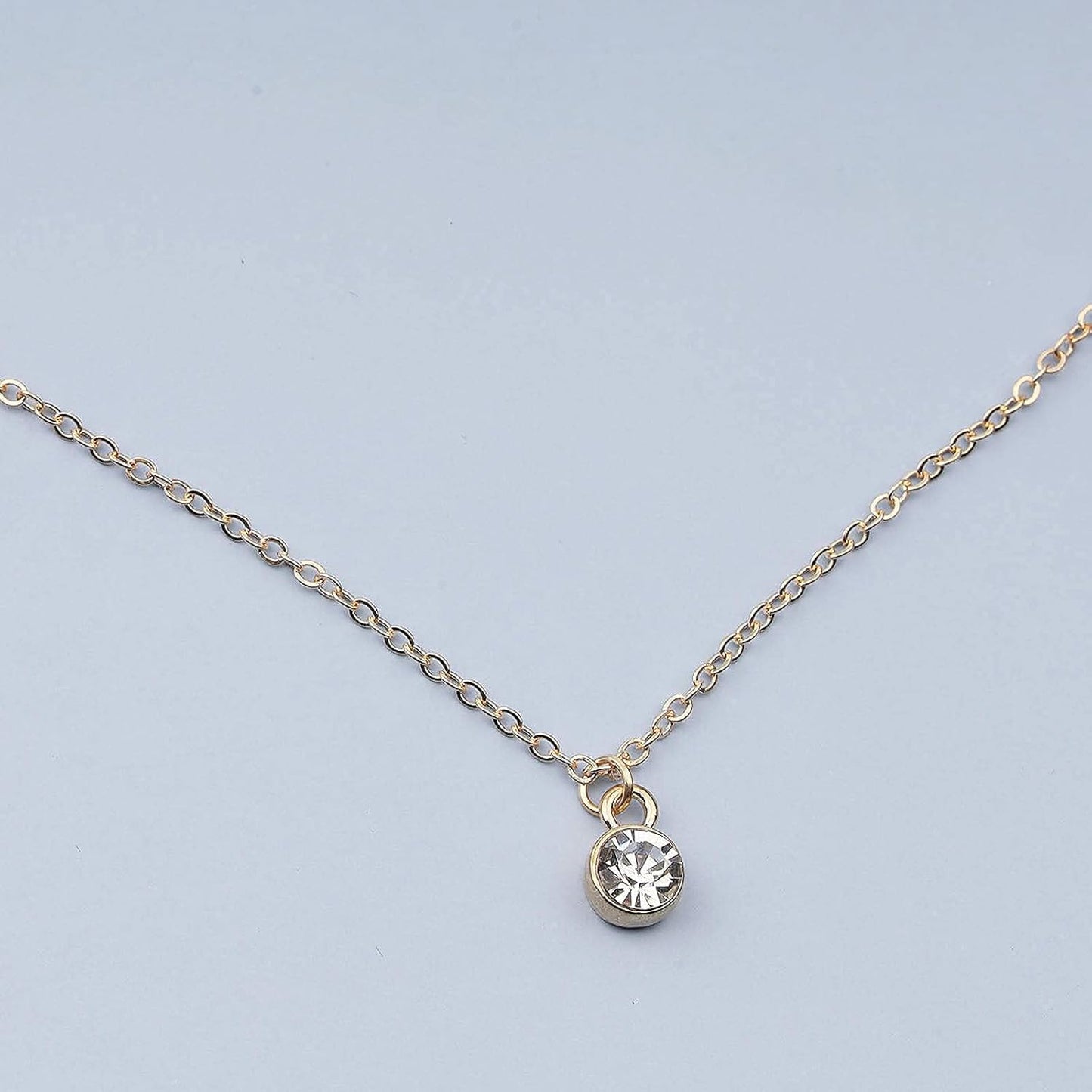 Tiny Rhinestone Pendant Necklace Gold Diamond Choker Necklace Solitaire Diamond Necklace Floating Crystal Necklace Chain Bridesmaid Gifts for Women and Girls