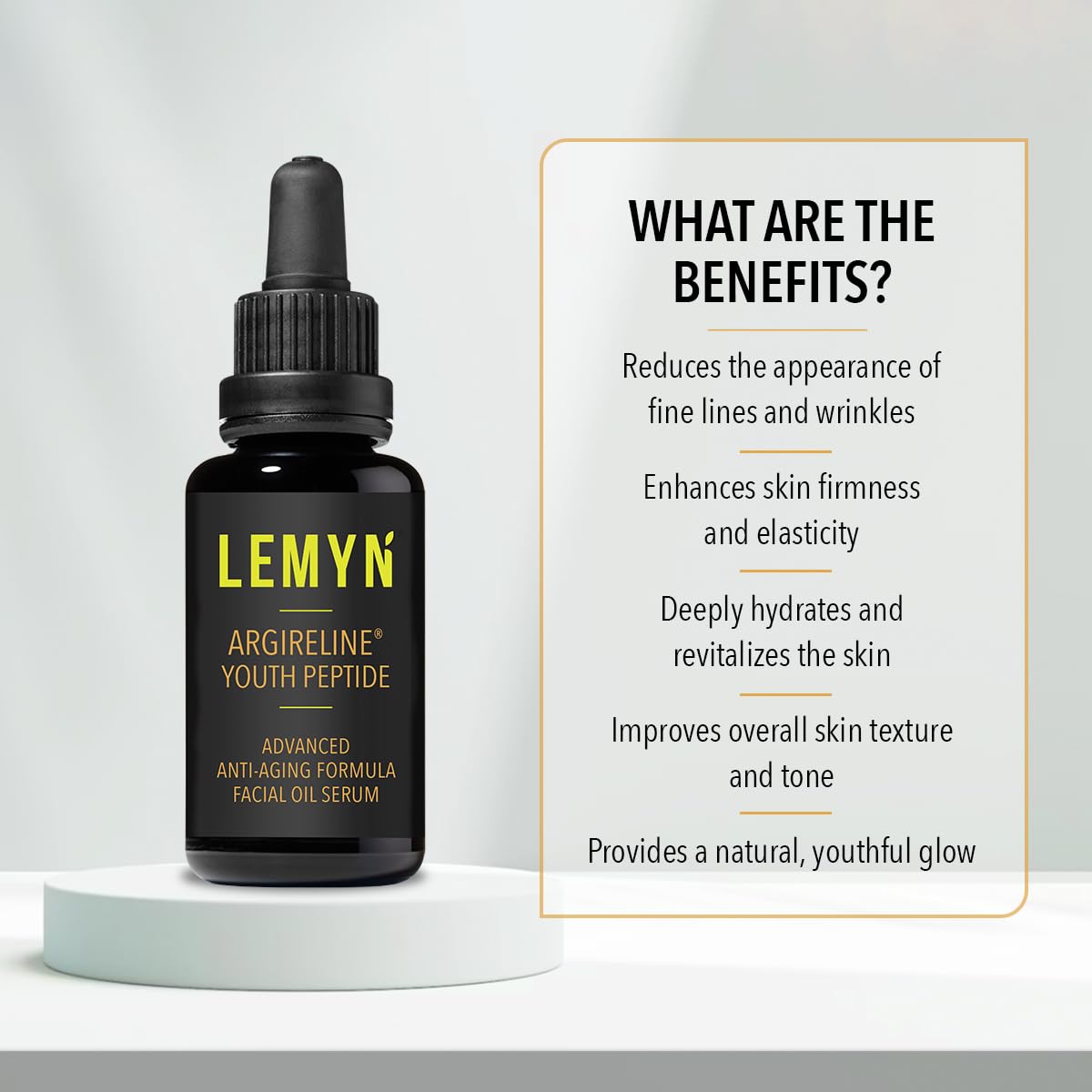 Argireline Youth Peptide Face Oil Serum | Anti-Aging, Hydrating, and Firming | Freshly Made Skincare | 15ml