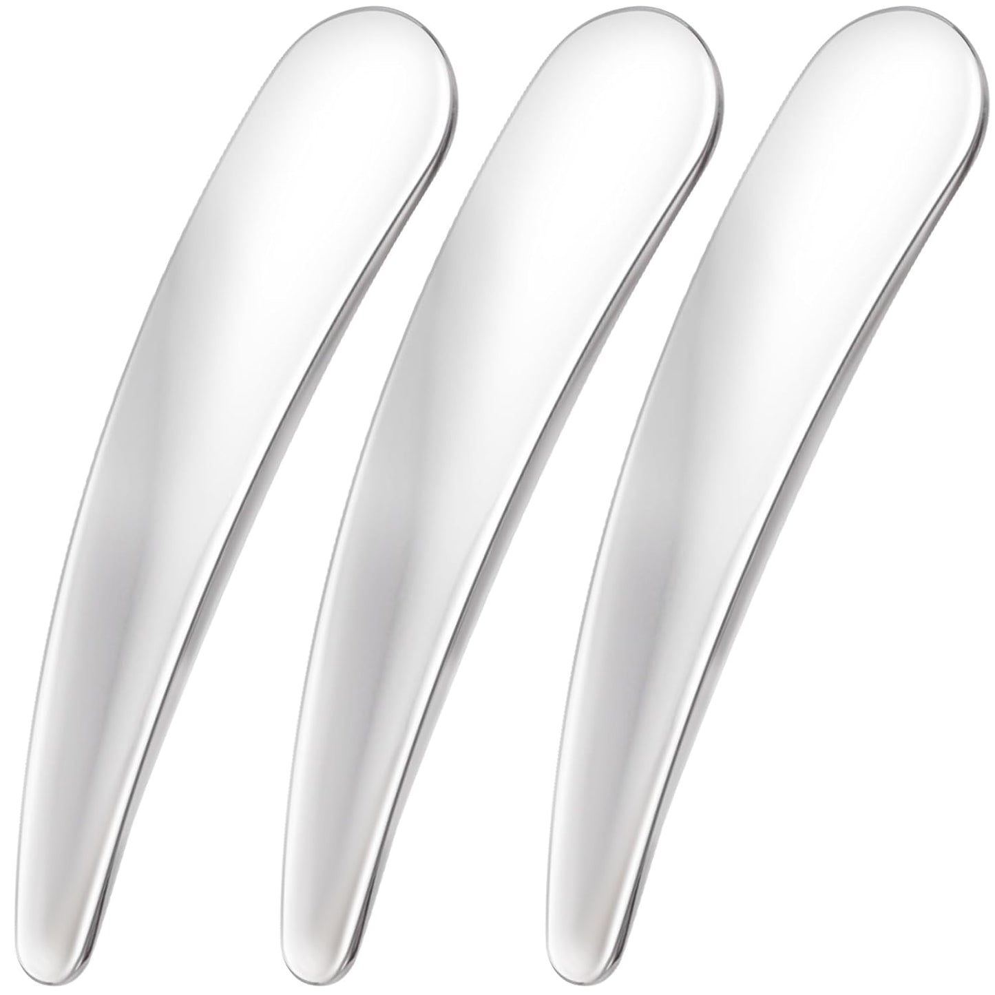 3pcs Mini Metal Makeup Spatula, Reusable Cosmetic Cream Spatulas Spoon, Skincare Scoop Applicator Facial Massage Beauty Tools for Mixing and Sampling Face Eye Cream- Silver