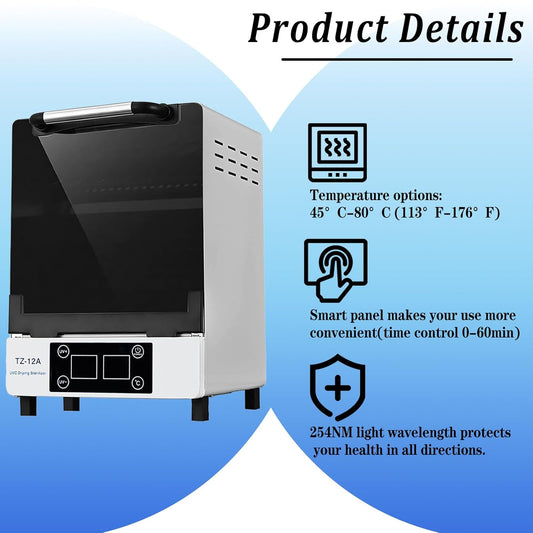 Nail Tool cleaning cabinet, Large capacity Stainless Steel cleaning, with Drying Function, Temperature and Timer Control, up to 60 Minutes, 110V Power Supply