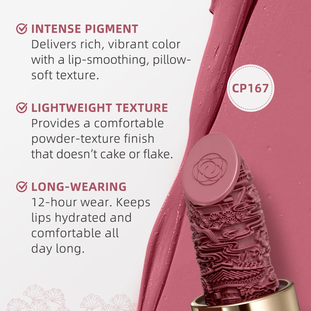 Catkin Semi-Matte Lipstick Hydrating High Impact Color Infused with Vitamin E and Avocado Oil Smooth Soft Texture Long Lasting Matte Finish 167