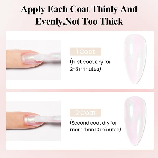 Quick Dry Nail Polish - Mermaid Shimmer Nail Lacquer Pearl White, Green Aurora Effect, Air Dry Fast Fingernail And Toenail Polish, 12ML