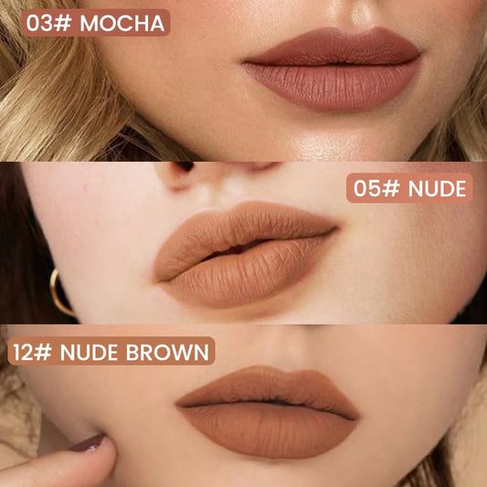 3Pcs Longwear Liquid Lip Liner Stain Marker Pen Set Long Lasting Waterproof, Mocha Light Nude Brown Matte Permanent 24 Hour Lip Liner and Lipstick Combo Color Stay Lipliner All Day Lip Stains peel off