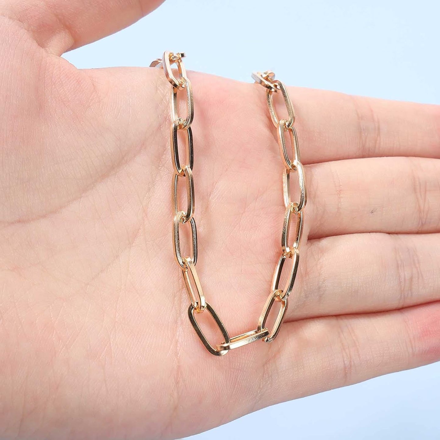 Punk Paper Link Choker Necklace Gold Paperclip Chain Necklace Choker Open Link Chain Necklace Trendy Chain Necklace Jewelry for Women and Girls