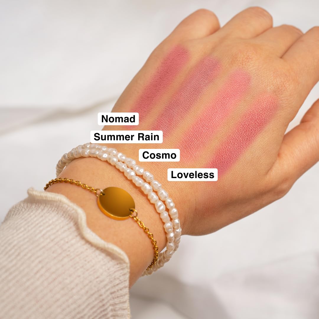 Makeup Powder Blusher - "Loveless" - 4g / 0.141 oz - Full Coverage, Natural Blush - Soft, Buildable Pink, Coral, Peach & Golden Hues - Matte & Shimmering Shades Gives Cheeks a Radiant Glow