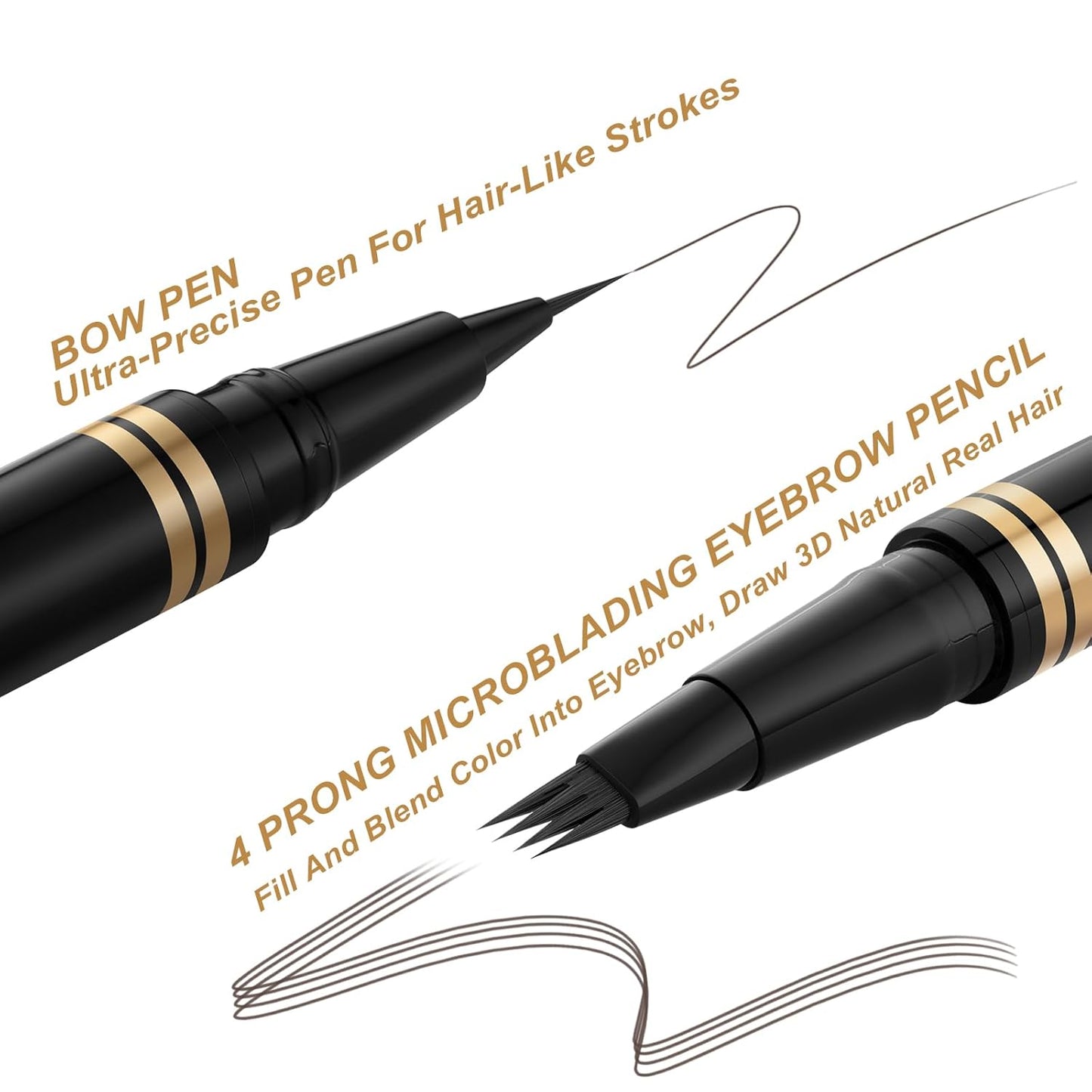 Eyebrow Pen,2-in-1 Waterproof Eyebrow Pencil with 4 Tip Microblading Brow Pen and Ultra-Precise Brow Pencil,with Dual-ended Eyebrow Brush,Eyebrow Makeup for Natural Looking - Black Brown