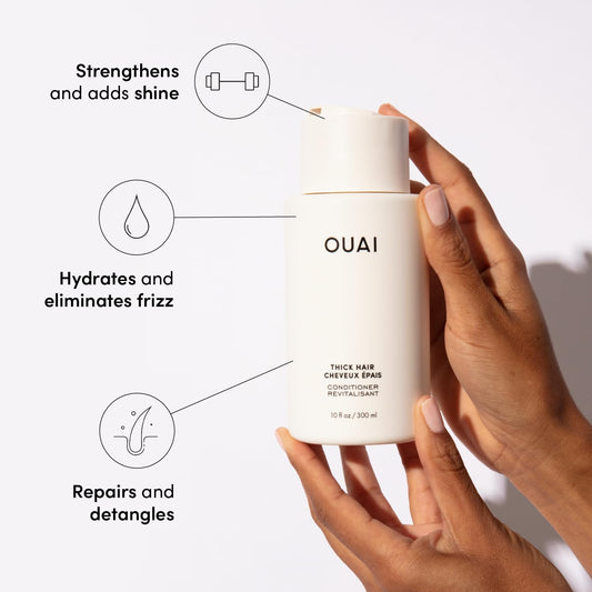 OUAI Thick Hair Conditioner Refill - Moisturizing Conditioner for Dry, Frizzy Hair - Keratin, Marshmallow Root, Shea Butter and Avocado Oil - Paraben, Phthalate & Sulfate Free (32 Oz)