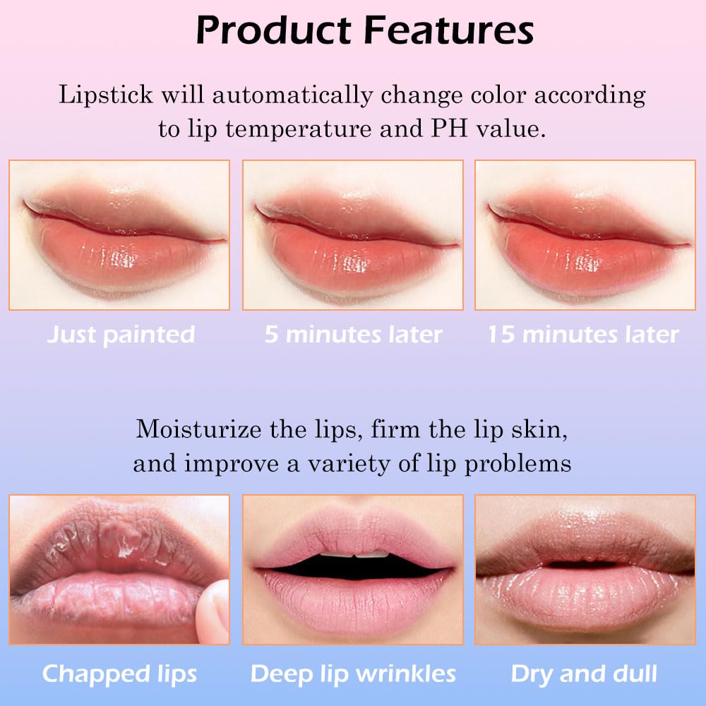BINGBRUSH Korean Magic Lipstick Color Change Changing Lip Tint Tinted Stain Gloss Balm Long Lasting Waterproof Moisturizer (212#)