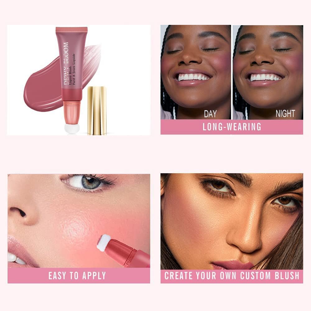 3 Color Blush Beauty Wand, Soft Matte Lightweight With Cushion Applicator Creamy Natural Shimmer Blendable Face Blush. (103# Rosa-Cool Pink+104# Cheery-Dark Rose+105# Ardour -Terracotta)