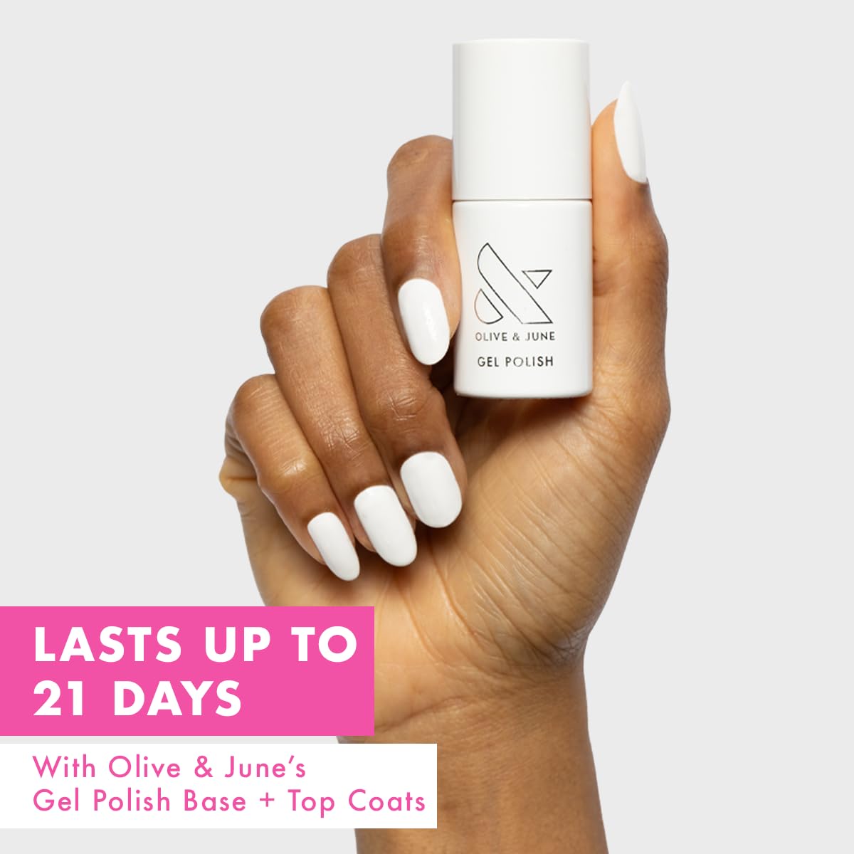 Olive & June Gel Polish | UV LED Nail Lamp Needed | Long Lasting Formula | Up to 21 Days of Wear | Damage-Free Removal | Salon-Quality Manicure, Pedicure at Home | HD | Crisp White