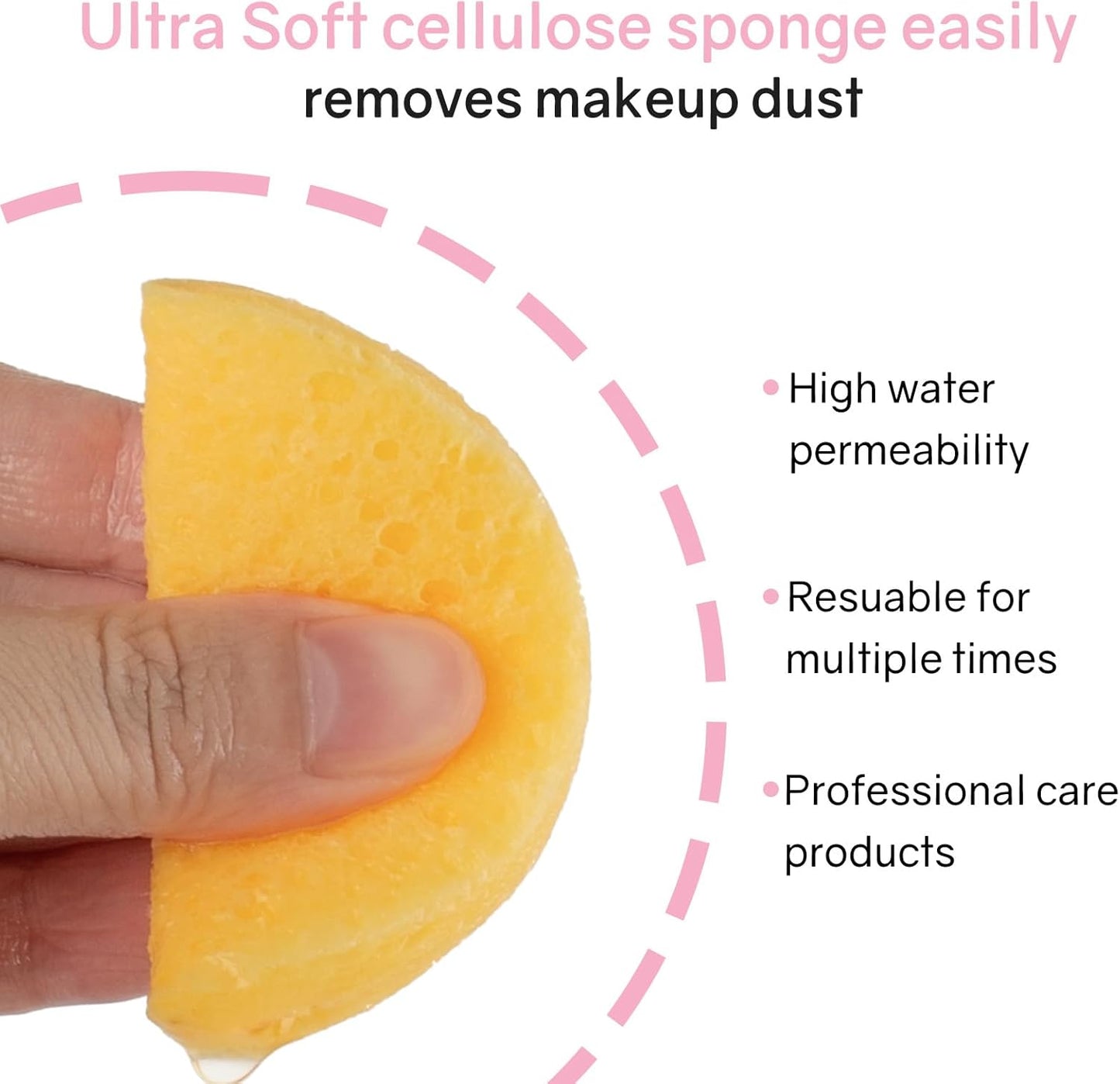 50-Count Compressed Facial Sponges,100% Natural Cellulose Cosmetic Make Up Sponges for Face Daily Facial Cleansing,Exfoliating,Makeup Removal(Yellow)