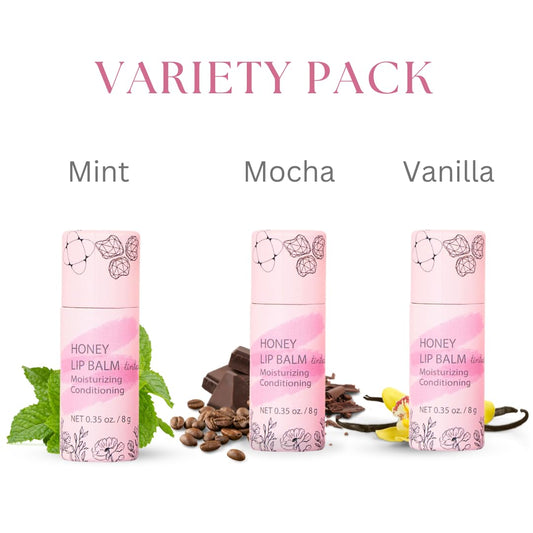 Organic Honey Lip Balm - 100% Grassfed Beef Tallow Chapstick for Women, Natural Raw Honey & Argan Oil - Ultra Moisturizing, Conditioning, Chemical Free - 3 Pack (3x0.15 oz) Tinted