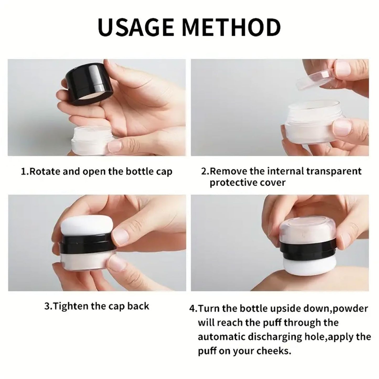 Setting Powder Lightweight Loose Powder Finishing Powder Long-Lasting Face Powder Waterproof with Soft Mushroom Powder Puff & Mirror, Matte Finish (Light Apricot/Translucent)-3 Boxes