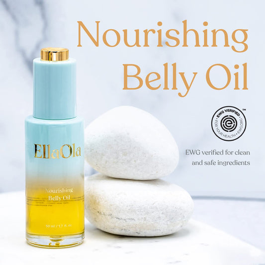 Belly Oil for Pregnancy Stretch Marks & Maternity Scars - Quick dry Formula with Squalene and Vitamin C Hydrates Face & Body, Pregnancy + Postpartum Skincare, Fragrance Free | 1.7 fl. oz.