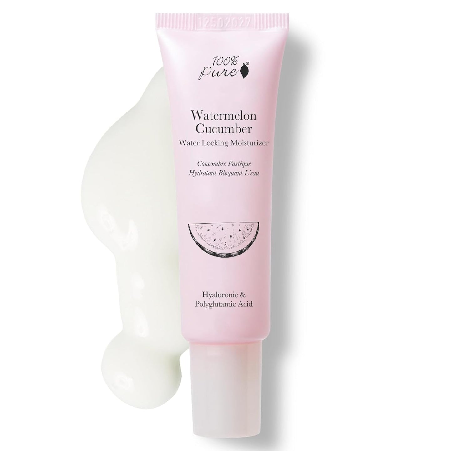 100% PURE Watermelon Cucumber Water Locking Moisturizer Natural Facial Hydration Boost with Hyaluronic Acid Replenishing Anti Aging Face Cream & Quenching Dry Skin Care Vegan - 1.4 fl oz