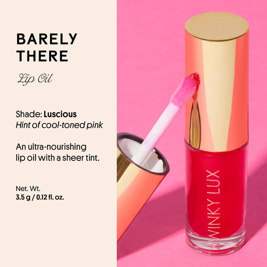 Winky Lux Luscious Barely There Sheer Tinted Lip Oil - Hydrating Lip Gloss Tint, Cool Pink Glossy Lip Balm, Juicy Non Sticky Long Lasting Formula, Infused with Jojoba Oil & Soft Vanilla Scent