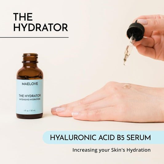 MAELOVE Hydrator Hyaluronic Acid B5 Serum with Resveratrol for Instantly Dewy Glow, Fills Fine Lines, Lightweight and Non Greasy, 1.0 fl oz