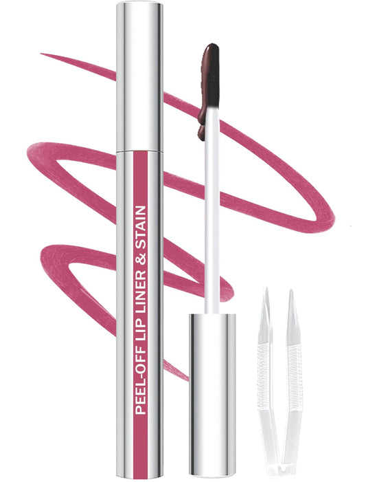 Lip Liner Stain Peel Off with Tweezer, Long Lasting Matte Lip Lipstick Tint Tattoo, Highly Pigmented Color Lip Liners Makeup, Waterproof, Transfer-proof Lipstain for Women, for All Skin Types, Mauve