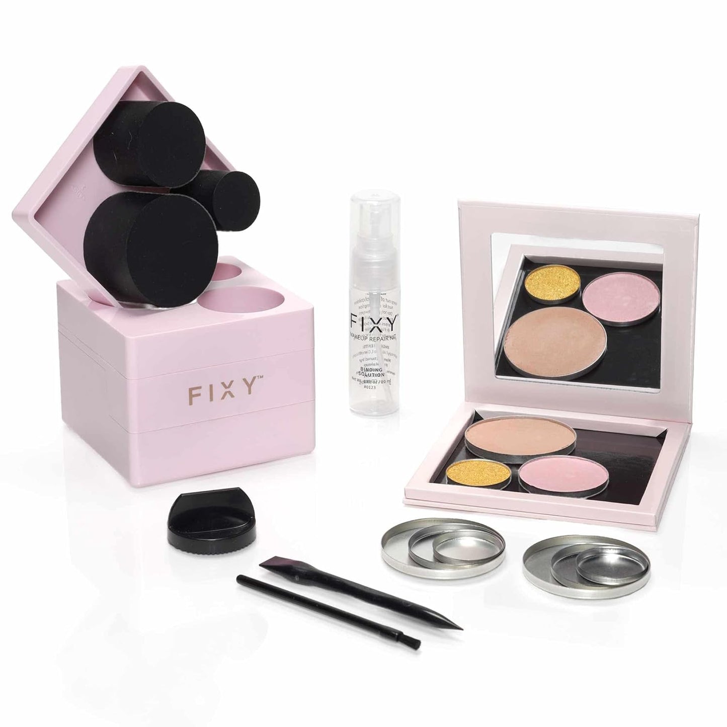 FIXY Makeup Repair Kit - Repressing tool for Eyeshadows, Blush & Highlighter or Depot | Organize Makeup Pans in Makeup Palette with Mirror | Makeup Artist Must Haves