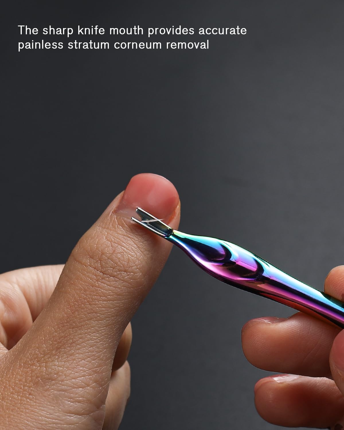 FERYES Cuticle Pusher with Fork, 2-in-1 Cuticle Trimmer Nail Care Tool, Stainless Steel Cuticle Remover Tool for Manicures and Pedicures -Rainbow