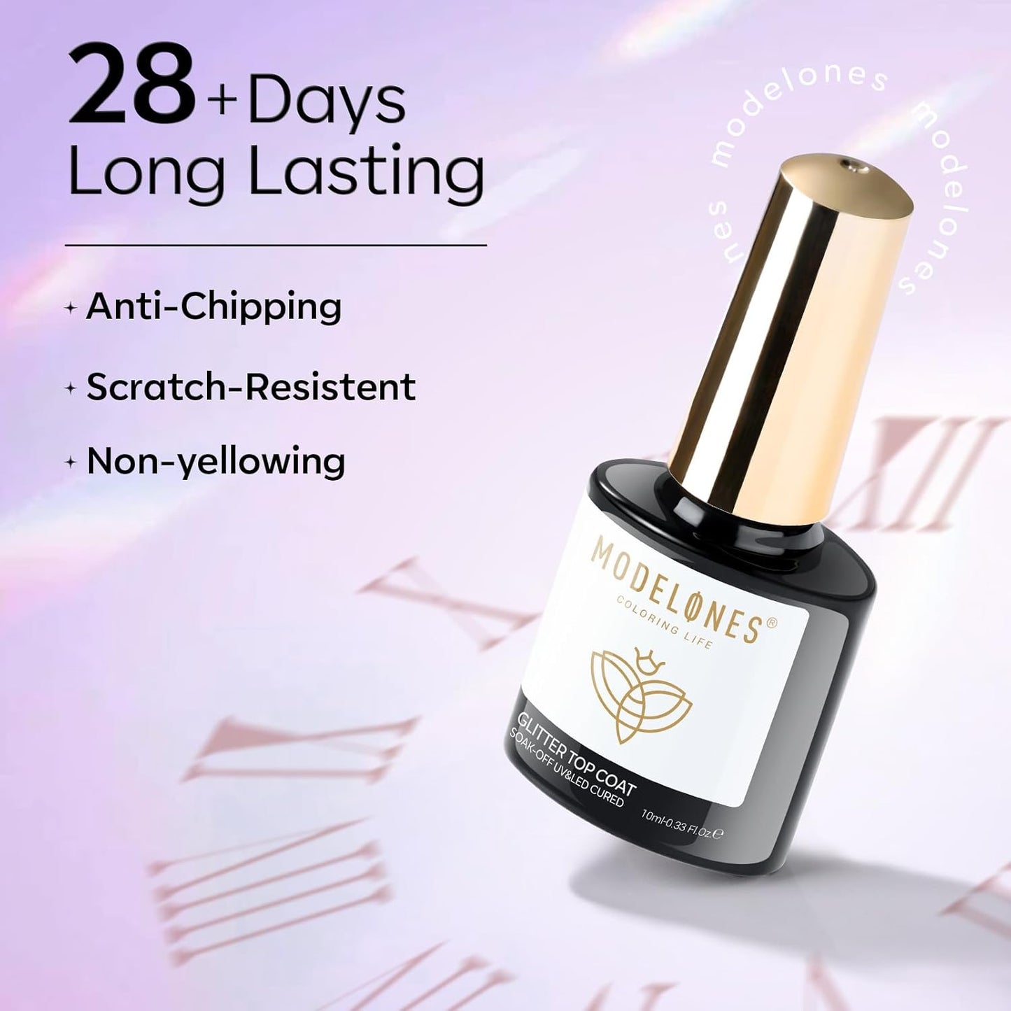 modelones Glitter Gel Nail Polish Top Coat, Rainbow Confetti Gel Top Coat with Scattered Sparkle Shimmer Sequins, Soak Off Long Lasting High Glossy Finish Home Salon DIY Manicure Nail Art 10 ML