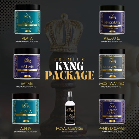 KXNG Cosmetics, Body Butter, Organic Skin Care for Men and Women, Body Moisturizer Lotions and Creams, Raw Shea Butter, Cocoa Butter, Mango, Coconut Oil, Hand, Foot, All Skin Types (Men's Care Pack)