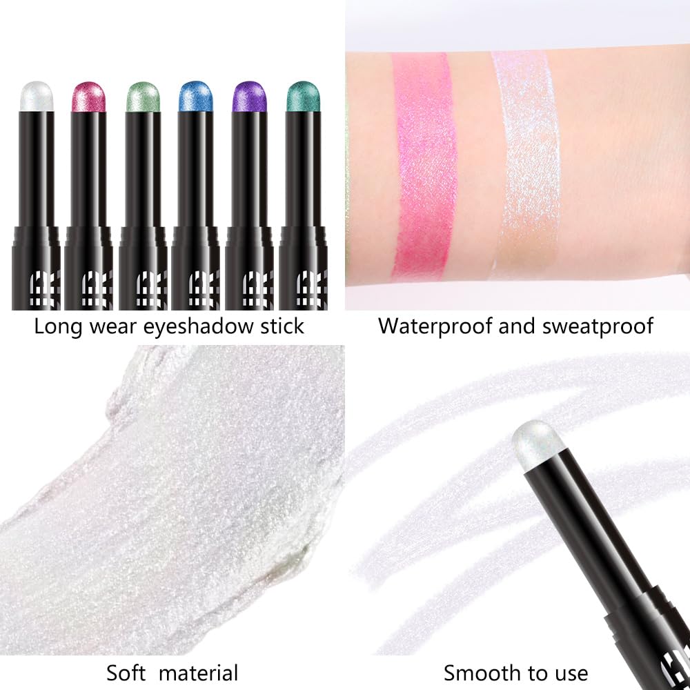 Transparent Pink Shimmer Cream Eye Shadow Stick Makeup for Women, Transparent Pink Shimmer Matte Eye Shadow Brightener Stick for Eyes, Waterproof Eyeshadow Pencil Applicator Blendable for Eye 19
