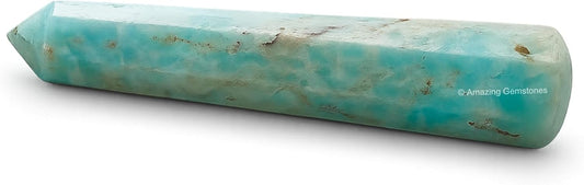 Amazing Gemstone Caribbean Calcite Crystal Wand Massage Stick - Pelvic Wand Gua Sha for Adults - Crystals and Healing Stones Massage Wands for Adults Gifts (Pointed)