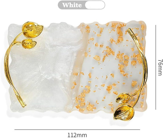 2023 Retro Nail Art Palette, Nail Painting Mixed Color Palette with Leaves Handle, Nail Holder Gel Color Makeup Display Board Pallet (White)