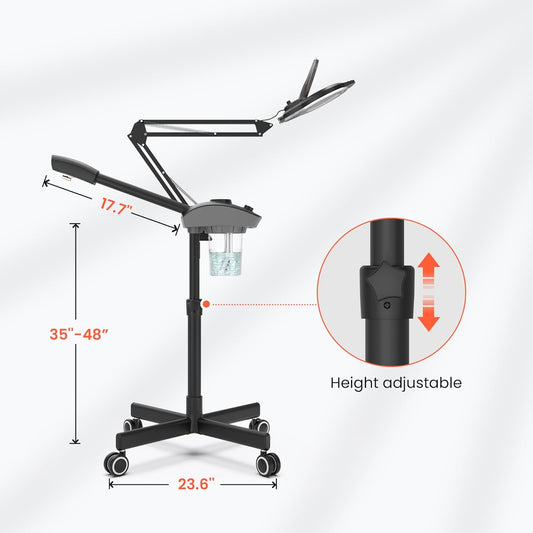TASALON Professional 2-in-1 Facial Steamer, Ozone Face Steamer with 5X Magnifying Lamp Deep Cleaning Pore,Hot Mist Face Steamer Salon Spa Beauty Skin Care Equipment, Aroma Therapy Nozzle Included