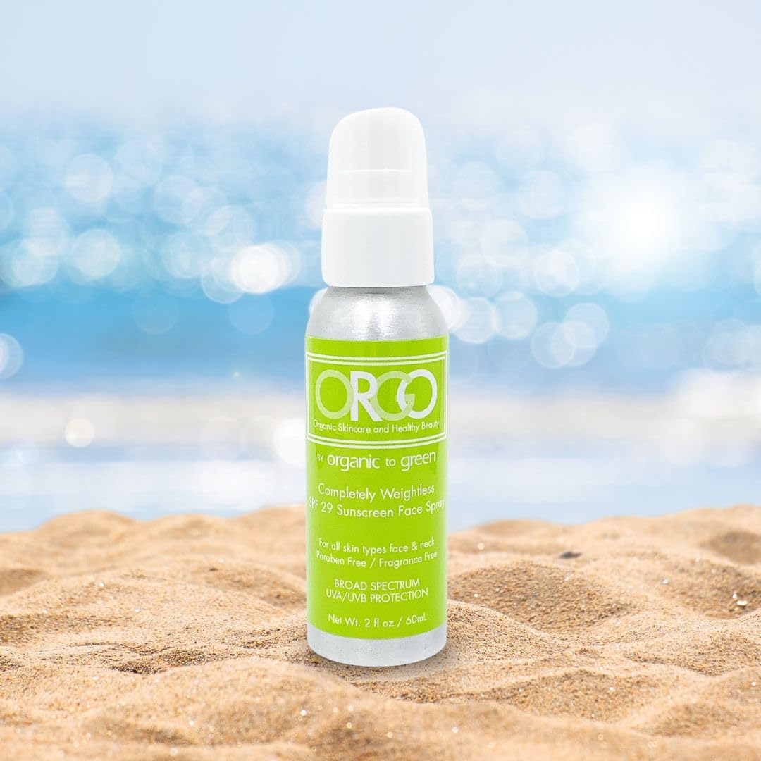 Organic To Green Completely Weightless Face Sunscreen Spray | Award-Winning Lightweight Organic Sunscreen | 29 SPF | 2 oz