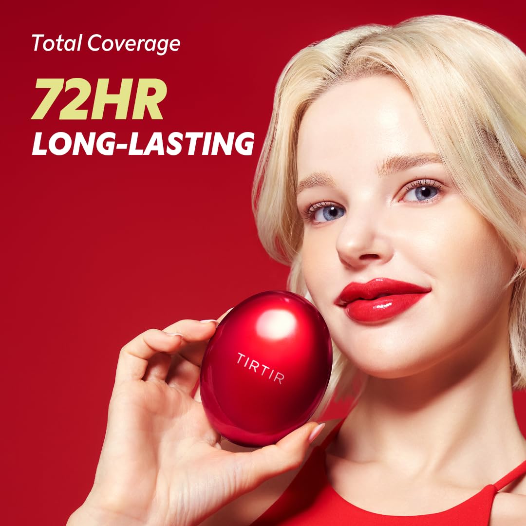 [*Mini Size*] TIRTIR Mask Fit Red Cushion Foundation | Full coverage, Weightless, Skin fit, Satin Glow Finish, Korean Makeup BB Foundation, beauty, Tattoo cover up, Buildable (#34W Toffee, 0.15 Fl Oz)