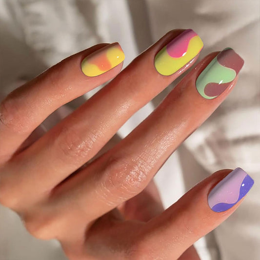 Semi Cured Gel Nail Strips with Colorful Designs Gel nail stickers Glossy Nail strips Salon Quality & Easy to Use 20 Pcs for Women